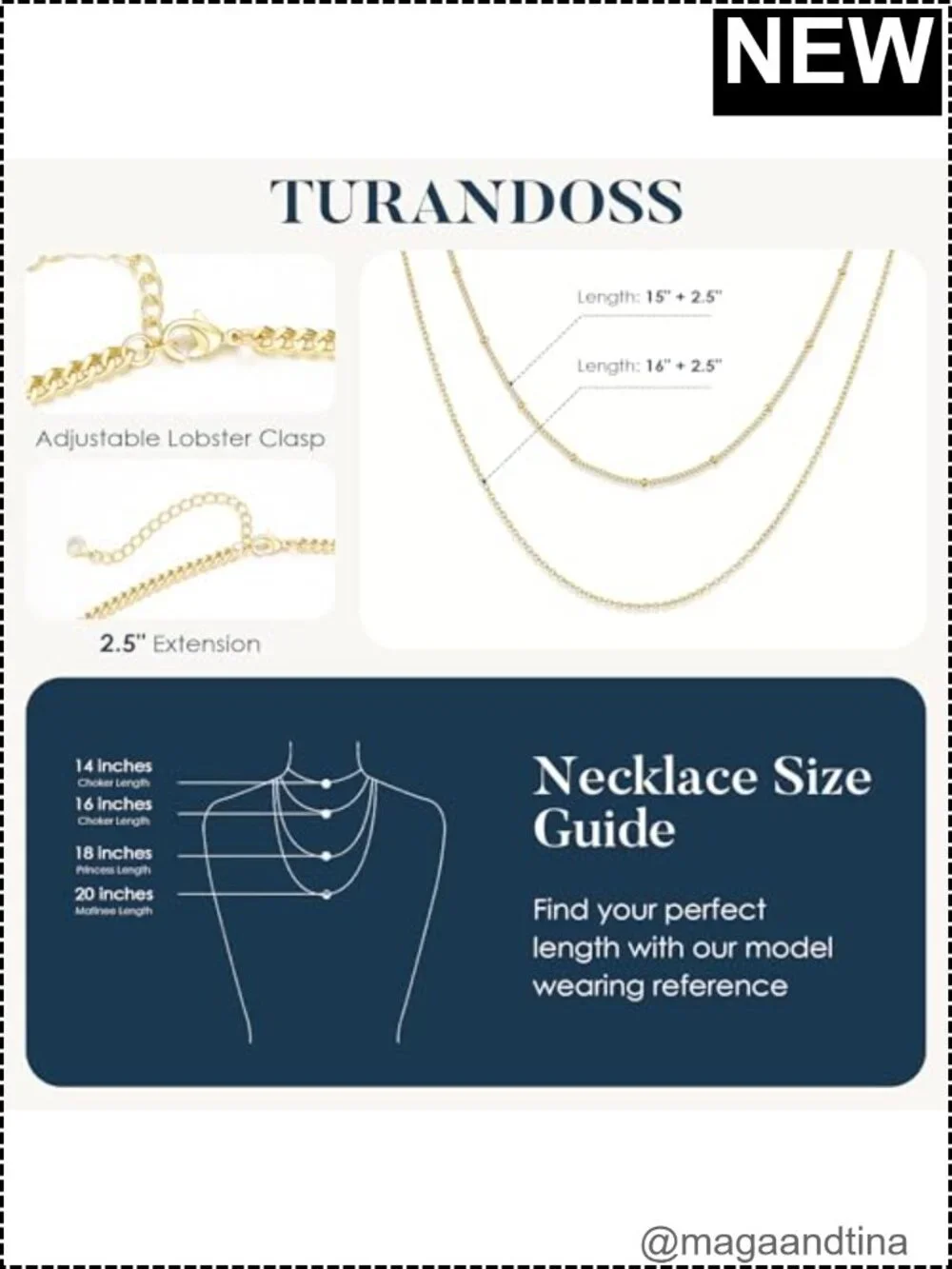 14K Gold Plated Layered Chain Necklace Set, Dainty Link Necklaces, Lobster Clasp